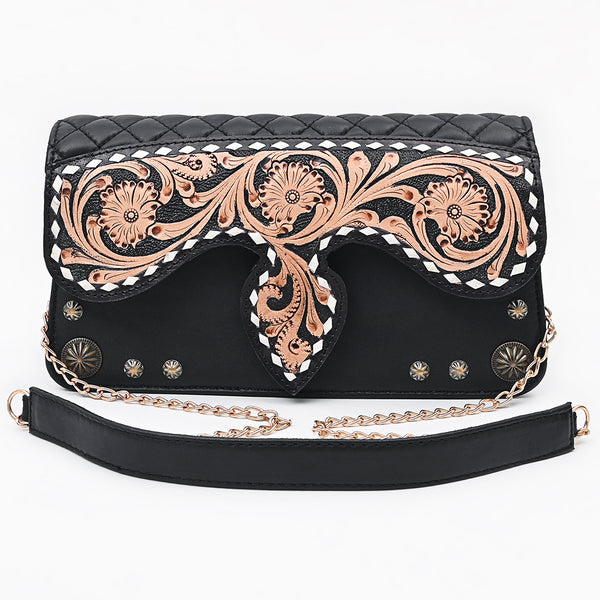 ADBGA874 American Darling Hair-On Cowhide Tooled Fringe Leather Cross body Bag