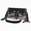 ADBGA875 American Darling Western Suede Leather Cross body Bag with Concho and Fringes
