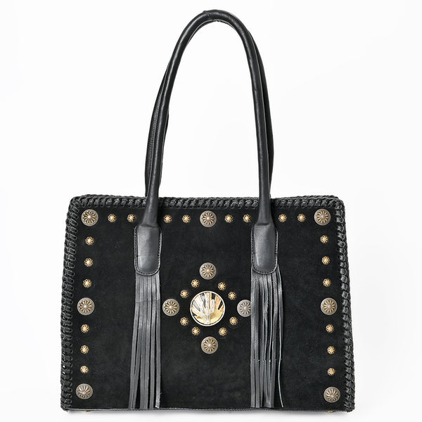 ADBGA878 American Darling Braided Suede Leather Tote Bag with Western Fringes