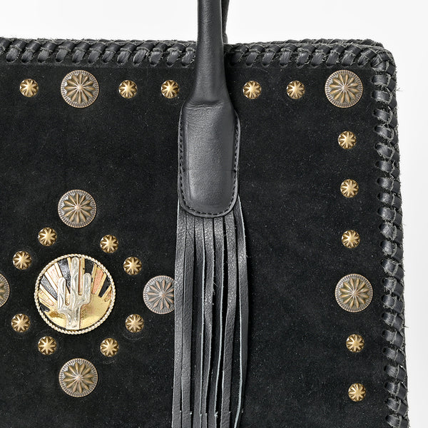 ADBGA878 American Darling Braided Suede Leather Tote Bag with Western Fringes