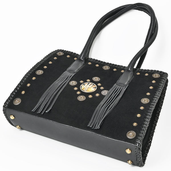 ADBGA878 American Darling Braided Suede Leather Tote Bag with Western Fringes