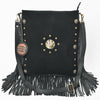 ADBGA879 American Darling Western Suede Large Cross body Bag with Fringes and Concho