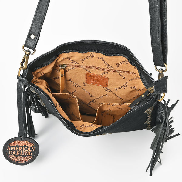 ADBGA879 American Darling Western Suede Large Cross body Bag with Fringes and Concho