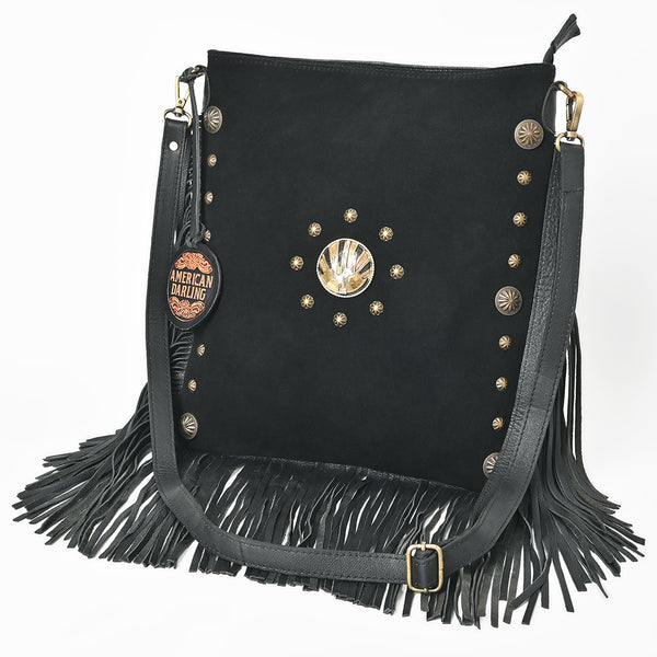 ADBGA879 American Darling Western Suede Large Cross body Bag with Fringes and Concho