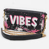 NMBGM219 Never Mind Graffiti Leather Wallet on Chain Crossbody Bag