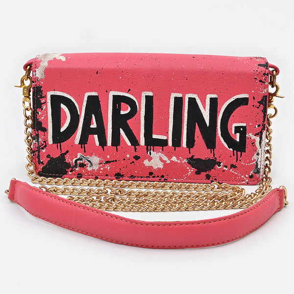NMBGM219 Never Mind Graffiti Leather Wallet on Chain Crossbody Bag