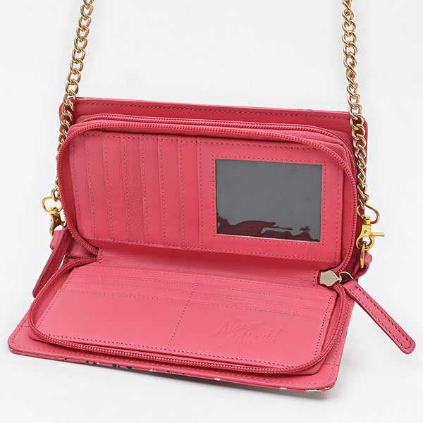 NMBGM219 Never Mind Graffiti Leather Wallet on Chain Crossbody Bag