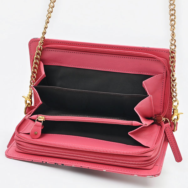 NMBGM219 Never Mind Graffiti Leather Wallet on Chain Crossbody Bag