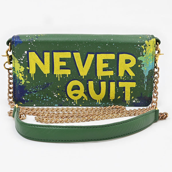 NMBGM219 Never Mind Graffiti Leather Wallet on Chain Crossbody Bag