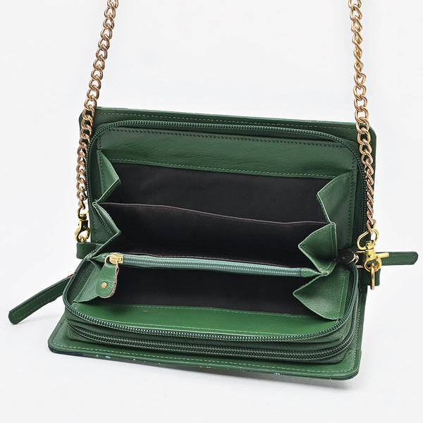 NMBGM219 Never Mind Graffiti Leather Wallet on Chain Crossbody Bag