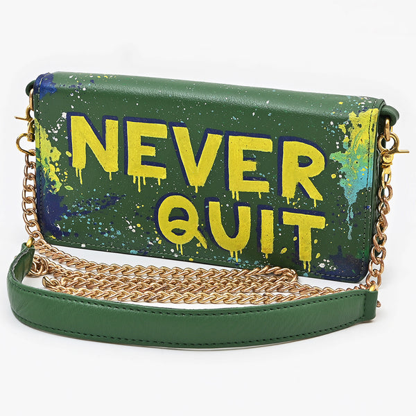 NMBGM219 Never Mind Graffiti Leather Wallet on Chain Crossbody Bag