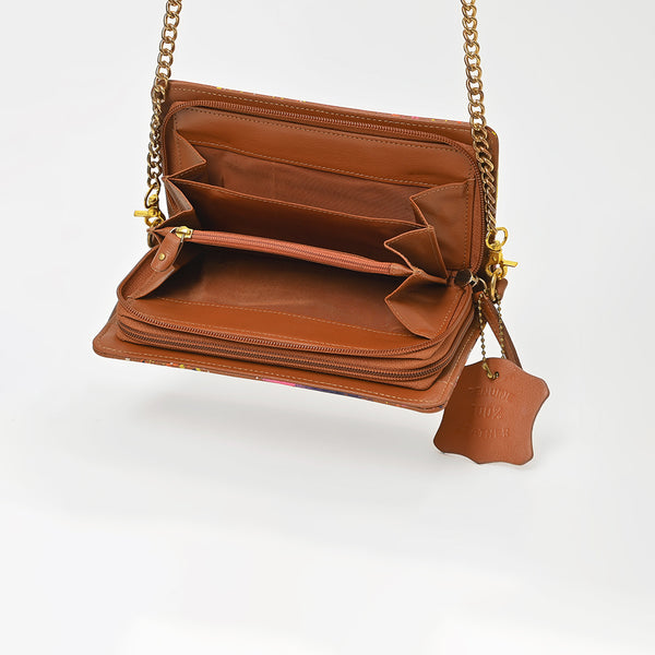 NMBGM219 Never Mind Graffiti Leather Wallet on Chain Crossbody Bag