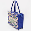 ADBGA885 American Darling Western Embroidered Leather Tote Bag - Blue Accents & Handcrafted Detail