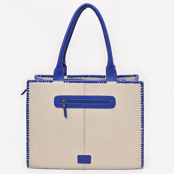 ADBGA885 American Darling Western Embroidered Leather Tote Bag - Blue Accents & Handcrafted Detail