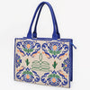 ADBGA885 American Darling Western Embroidered Leather Tote Bag - Blue Accents & Handcrafted Detail