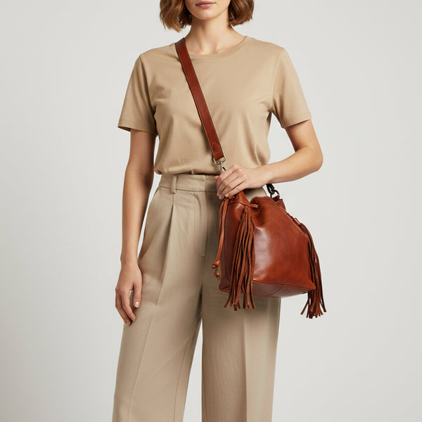 SWL148 Mandello - Leather Fringe Bucket