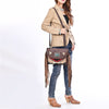 ADBG1810 American Darling Hand Woven Saddle Blanket & Fringed Leather Western Cross body Bag