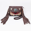 ADBG1810 American Darling Hand Woven Saddle Blanket & Fringed Leather Western Cross body Bag