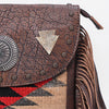 ADBG1810 American Darling Hand Woven Saddle Blanket & Fringed Leather Western Cross body Bag