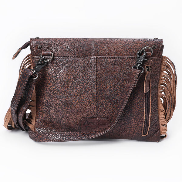 ADBG1810 American Darling Hand Woven Saddle Blanket & Fringed Leather Western Cross body Bag