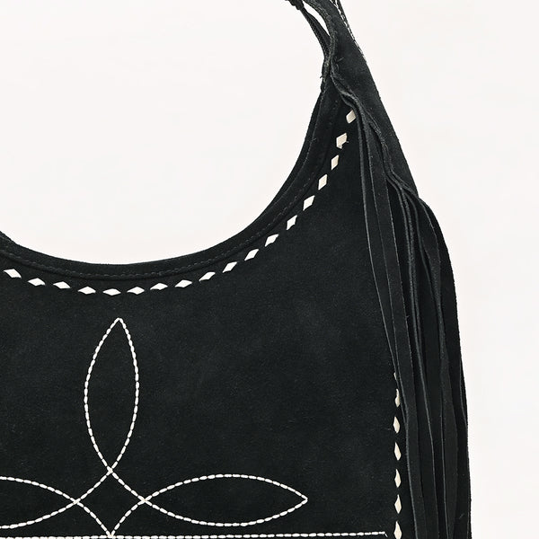 ADBG1812 American Darling Boot Stitched Genuine Suede Leather Western Hobo Bag