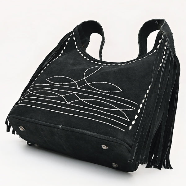 ADBG1812 American Darling Boot Stitched Genuine Suede Leather Western Hobo Bag