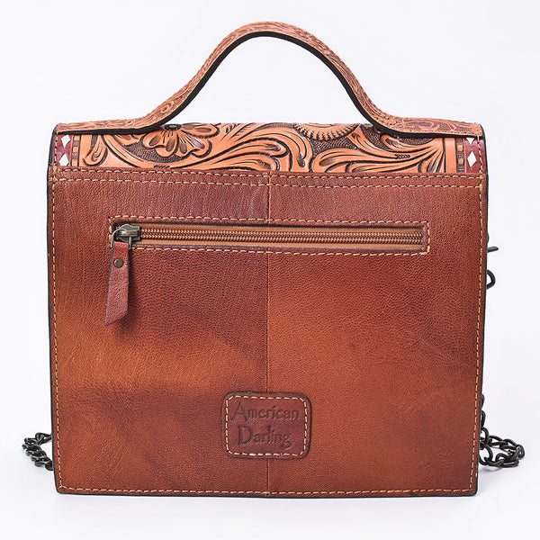 ADBG1815 American Darling Hand Tooled Floral Carved Leather Western Cross body Bag