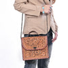 ADBG1815 American Darling Hand Tooled Floral Carved Leather Western Cross body Bag