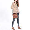 ADBG1816 American Darling Hand Tooled Floral Carved Leather Western Cross body Bag with Chain Strap