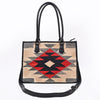 ADBG1817 American Darling Hand Woven Saddle Blanket & Full Grain Leather Western Tote Bag