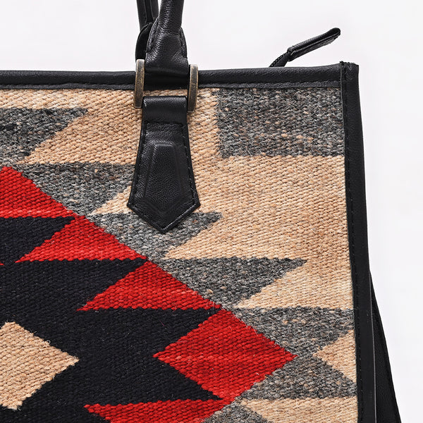 ADBG1817 American Darling Hand Woven Saddle Blanket & Full Grain Leather Western Tote Bag