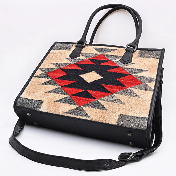 ADBG1817 American Darling Hand Woven Saddle Blanket & Full Grain Leather Western Tote Bag