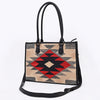ADBG1817 American Darling Hand Woven Saddle Blanket & Full Grain Leather Western Tote Bag