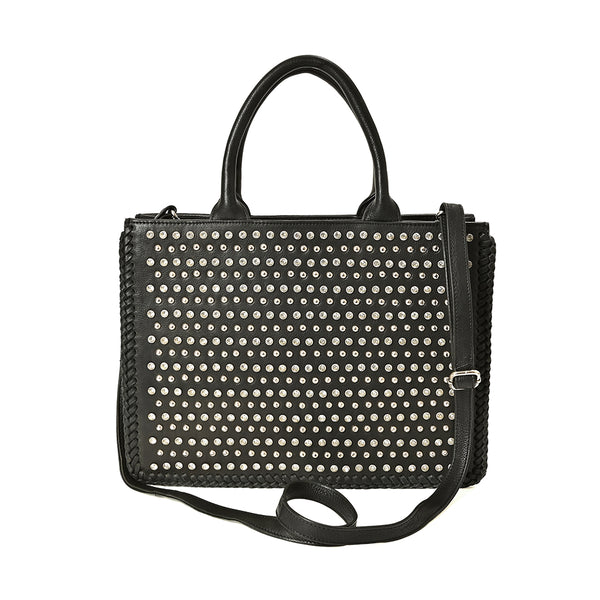 ADBGM792 American Darling Studded Leather Tote Bag with Hand-Braided Details