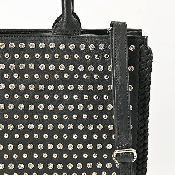 ADBGM792 American Darling Studded Leather Tote Bag with Hand-Braided Details
