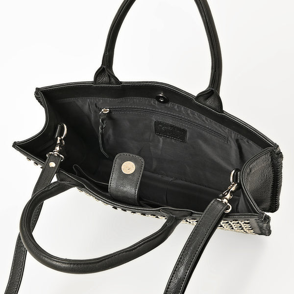 ADBGM792 American Darling Studded Leather Tote Bag with Hand-Braided Details