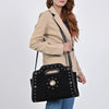 ADBGA904 American Darling Western Suede Leather Clutch Bag with Braided Trim & Concho Accents