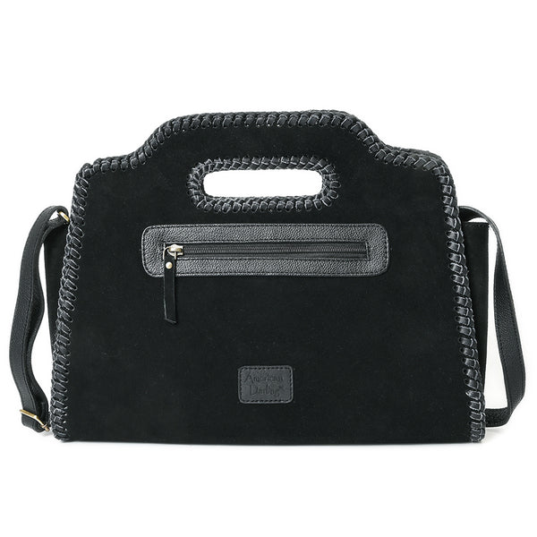 ADBGA904 American Darling Western Suede Leather Clutch Bag with Braided Trim & Concho Accents