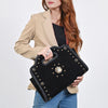 ADBGA904 American Darling Western Suede Leather Clutch Bag with Braided Trim & Concho Accents