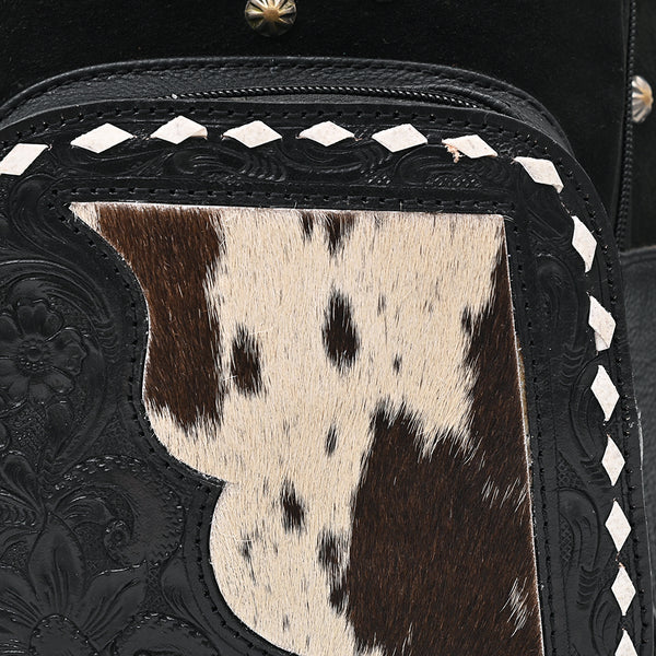ADBGA908 American Darling Western Sling Bag - Hand Tooled Floral Leather & Hair-on Cowhide