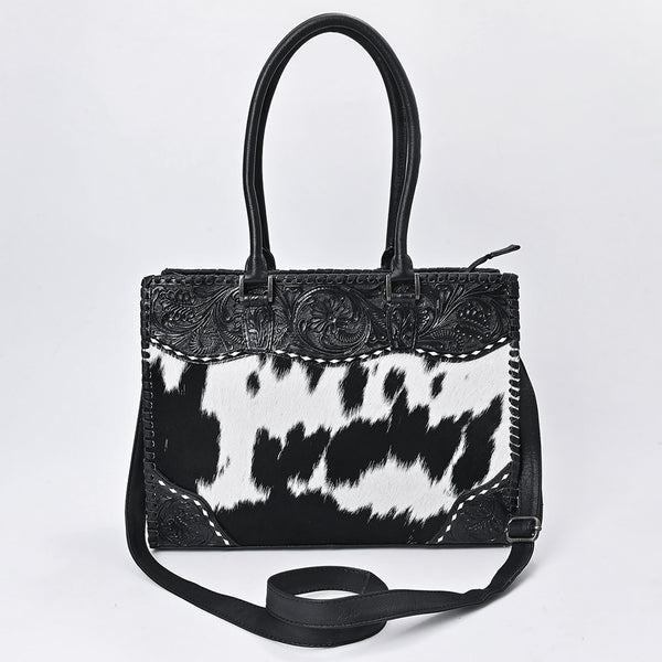 ADBG1819 American Darling Hand Tooled Floral & Hair-On Cowhide Western Leather Tote Bag