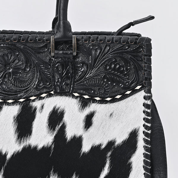 ADBG1819 American Darling Hand Tooled Floral & Hair-On Cowhide Western Leather Tote Bag