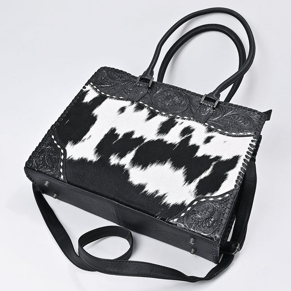 ADBG1819 American Darling Hand Tooled Floral & Hair-On Cowhide Western Leather Tote Bag