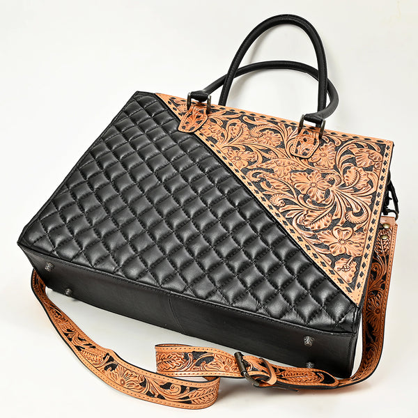 ADBG1820 American Darling Hand Tooled Floral Carved & Quilted Leather Western Tote Bag