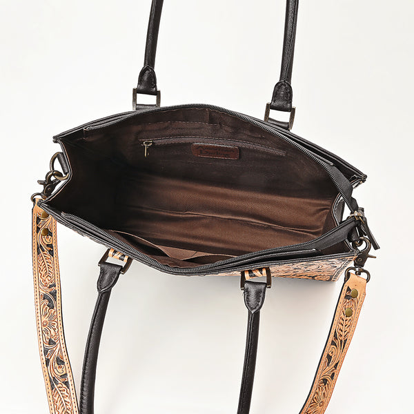ADBG1820 American Darling Hand Tooled Floral Carved & Quilted Leather Western Tote Bag