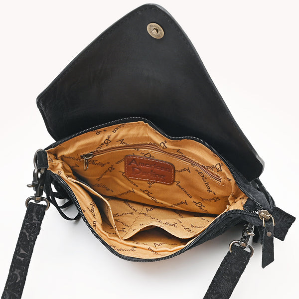 ADBG1821 American Darling Hand Tooled Floral Envelop Bag with Fringes and Damascus Detailing