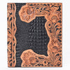 ADBG1823 American Darling Hand Tooled Floral & Crocodile Embossed Leather Western Portfolio Bag