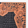 ADBG1823 American Darling Hand Tooled Floral & Crocodile Embossed Leather Western Portfolio Bag
