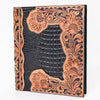 ADBG1823 American Darling Hand Tooled Floral & Crocodile Embossed Leather Western Portfolio Bag