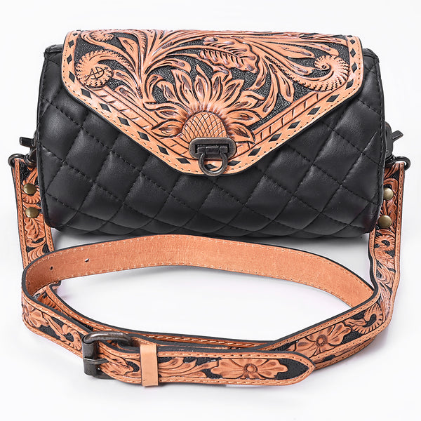 ADBG1824 American Darling Hand Tooled Floral Carved Quilted Leather Western Cross body Bag